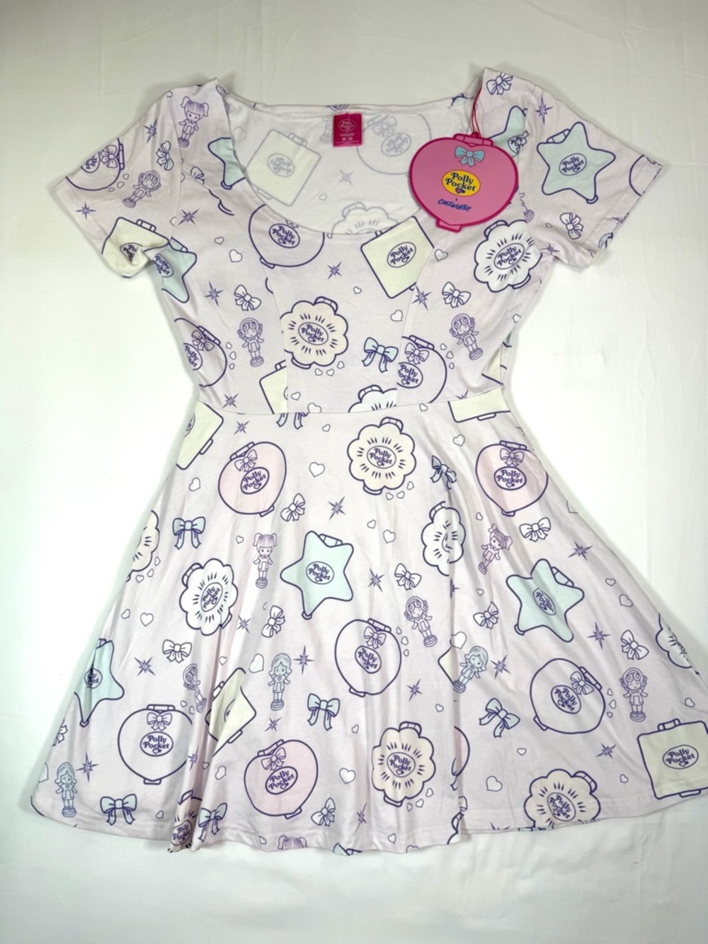 NWT POLLY POCKET X CAKEWORTHY Women’s M Dress Y2K Coquette Kawaii Mini Dress NEW - Picture 9 of 16